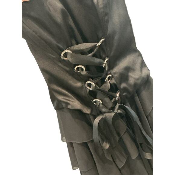 Jessica McClintock Y2K Fairy Dress Size 6 Black Corset Whimsigoth Witchy Formal - Picture 7 of 12